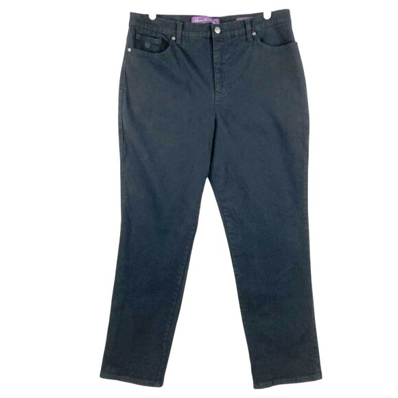 Gloria Vanderbilt Women's Amanda Black Stretch Denim Jeans Size 14 Straight Leg - Picture 1 of 10